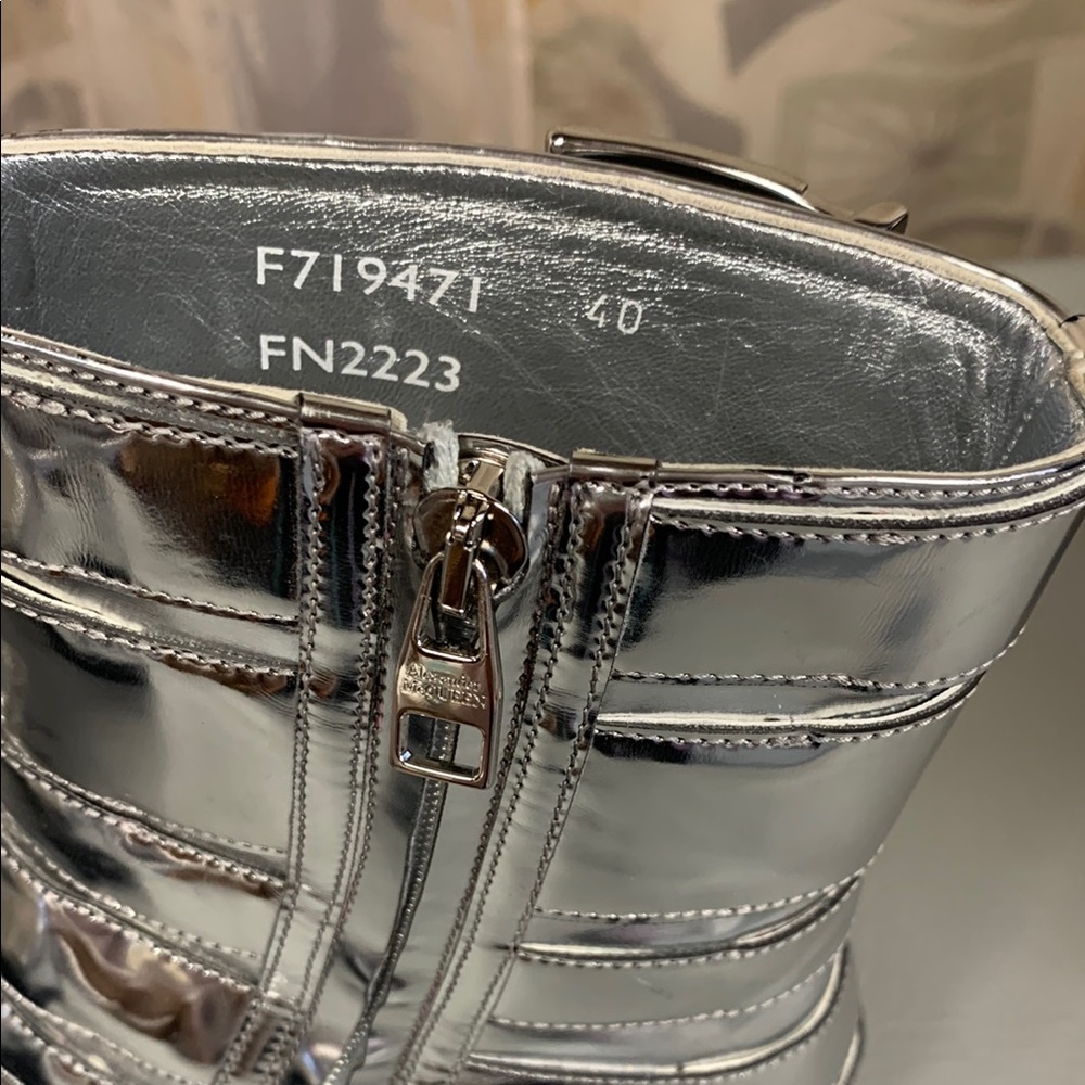 ALEXANDER MCQUEEN Punk Silver Buckle Strap Ankle Boots SO COOL!!! - Picture 4 of 10